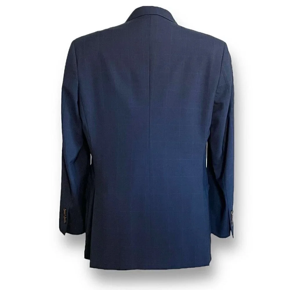 Brooks Brothers 346 Regent Fit Two Button Blazer 43R Dark Blue Glen Plaid Wool